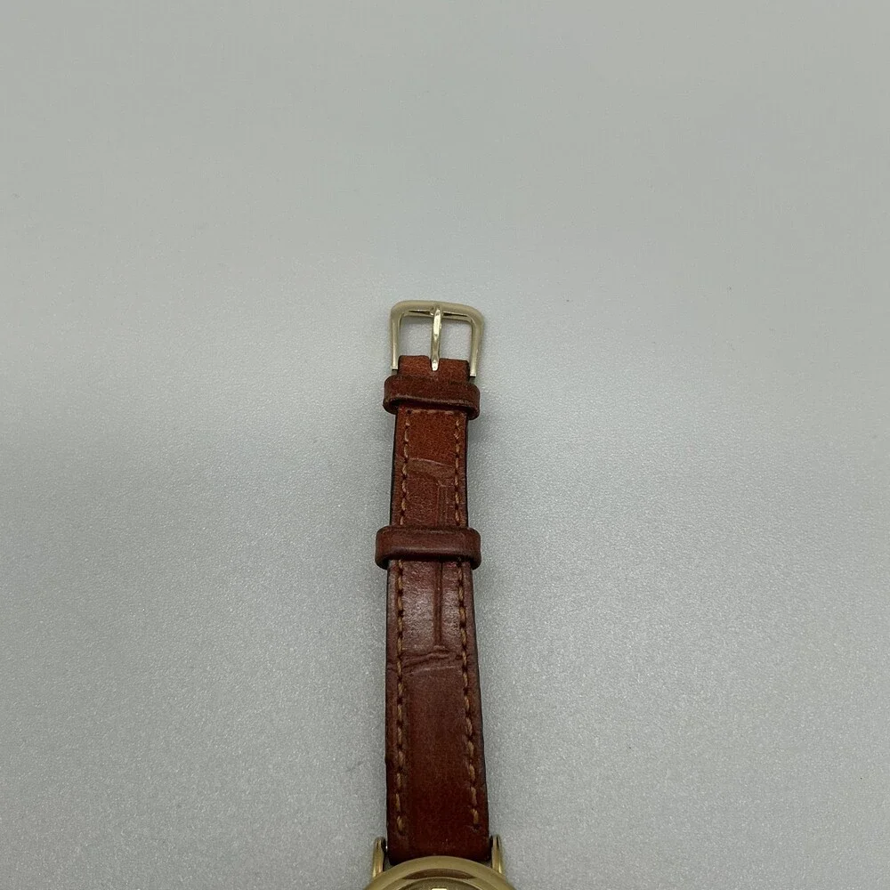 Le Chateau 2201L Womens Watch 24mm Gold Tone Brown Leather Date New Battery